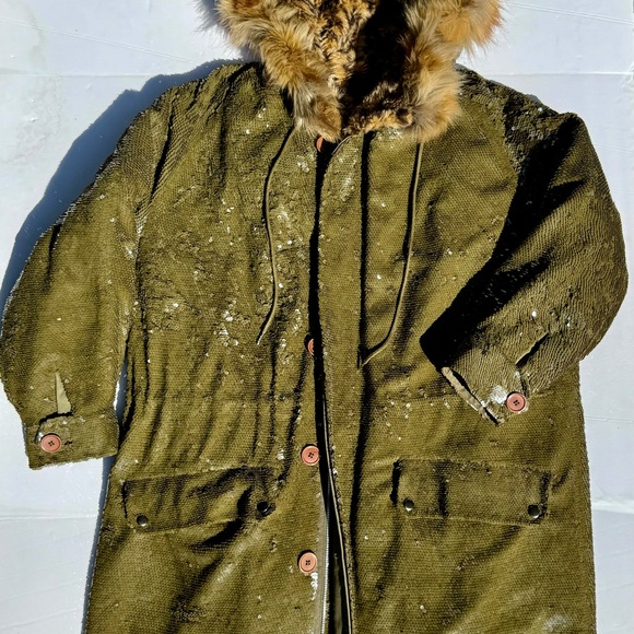 Ashish Olive Sequin Parka w Leopard Fur like featured in Ab Fab - Picture 13 of 16